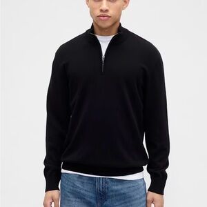 2 Gap 100% Merino Wool Sweater Mens 1/2 Zip Long Sleeve Black and Navy